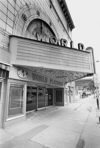 World theater marquee in Cedar Rapids, Iowa 